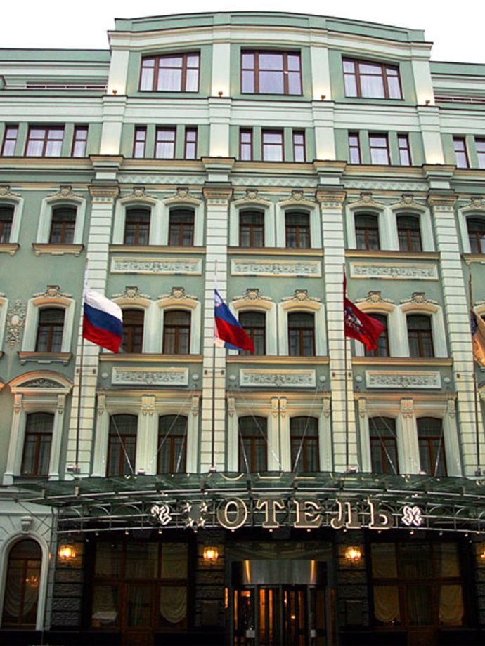Errichtung des Hotels Peter I, Moskau, Russische Föderation