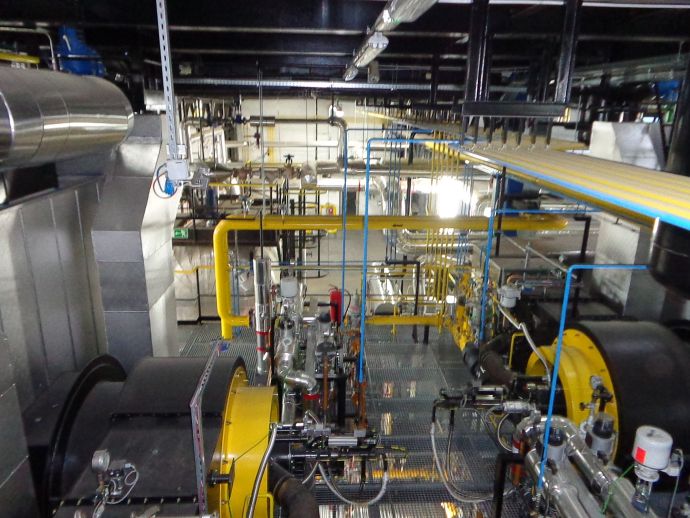 Hot water boilers GVL1 and GVL2,steam boiler BKG 1, the burners on the district heating boiler